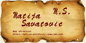 Matija Savatović vizit kartica